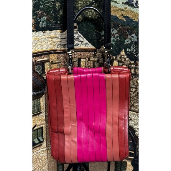 DKNY Multicolor Vertical Stripe Lamb Leather Crossbody Shoulder Handbag - Picture 2 of 14